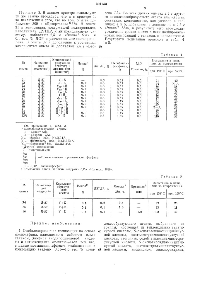 Стабилизированная композиция на основе полиолефина (патент 304753)