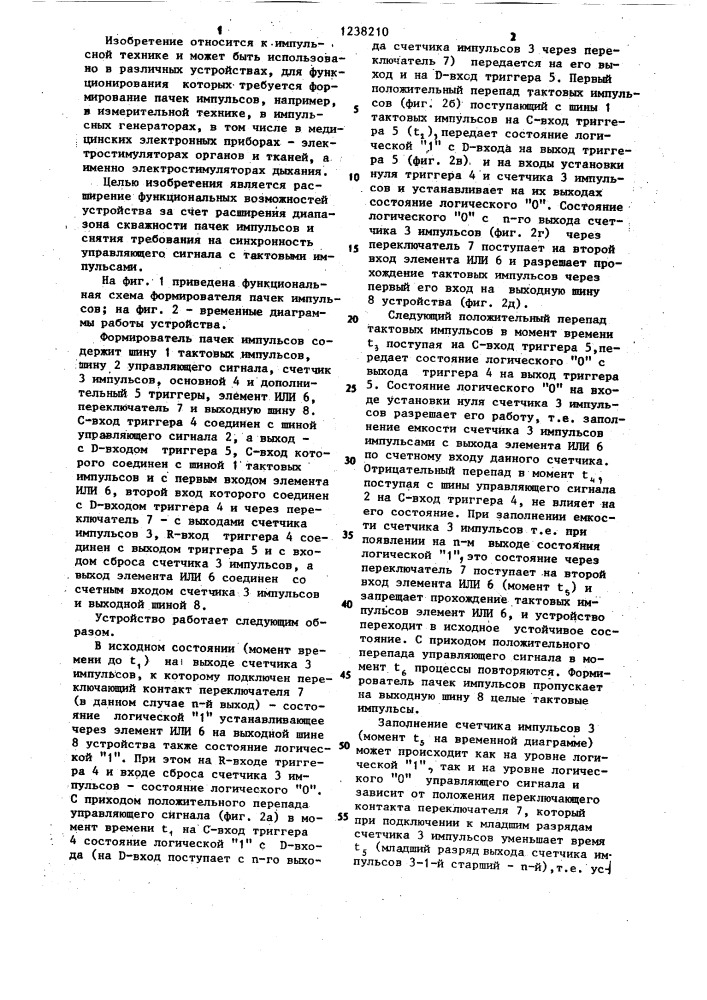 Формирователь пачек импульсов (патент 1238210)