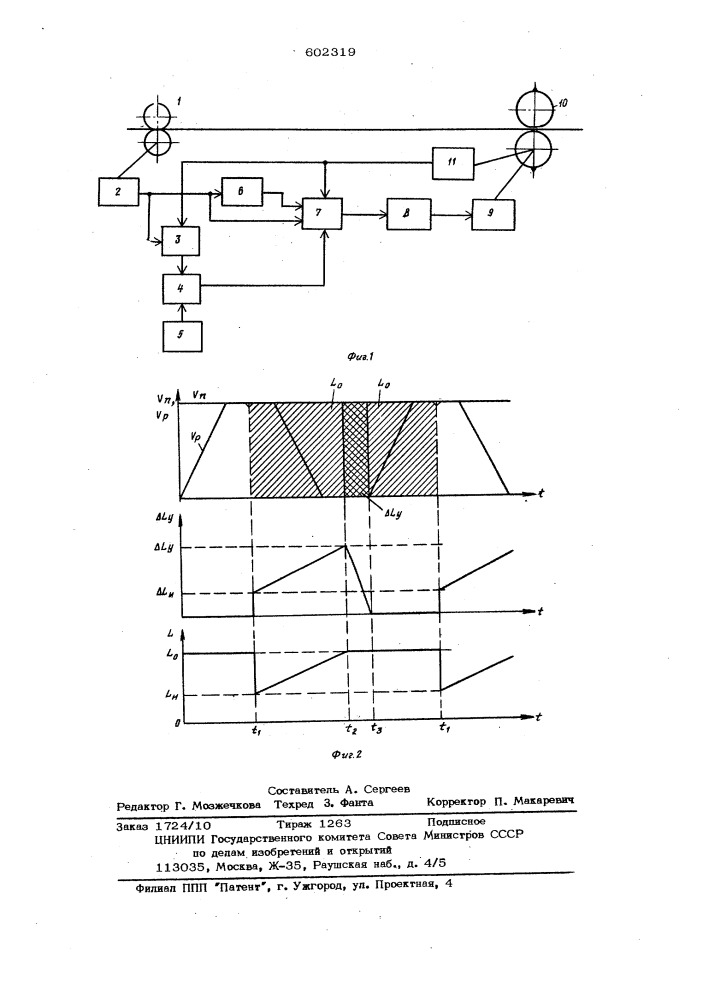 Устройство управления механизмом резки проката (патент 602319)