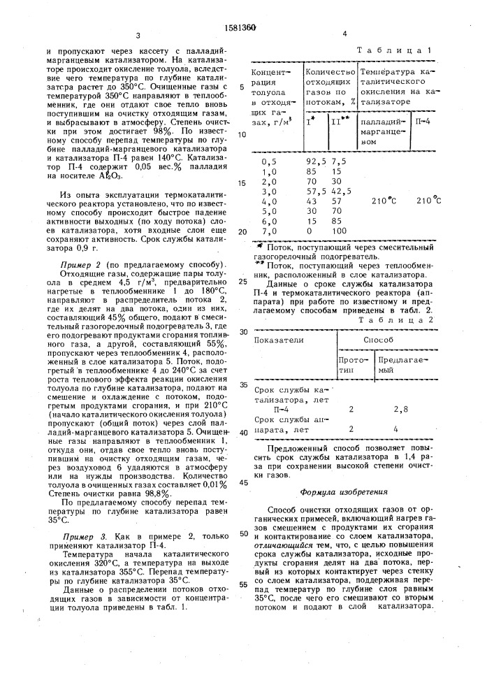 Способ очистки отходящих газов от органических примесей (патент 1581360)