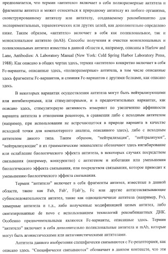 Антитело, содержащее fc-вариантную часть (варианты), фармацевтическая композиция, содержащая антитело, и способ лечения млекопитающего (патент 2390527)