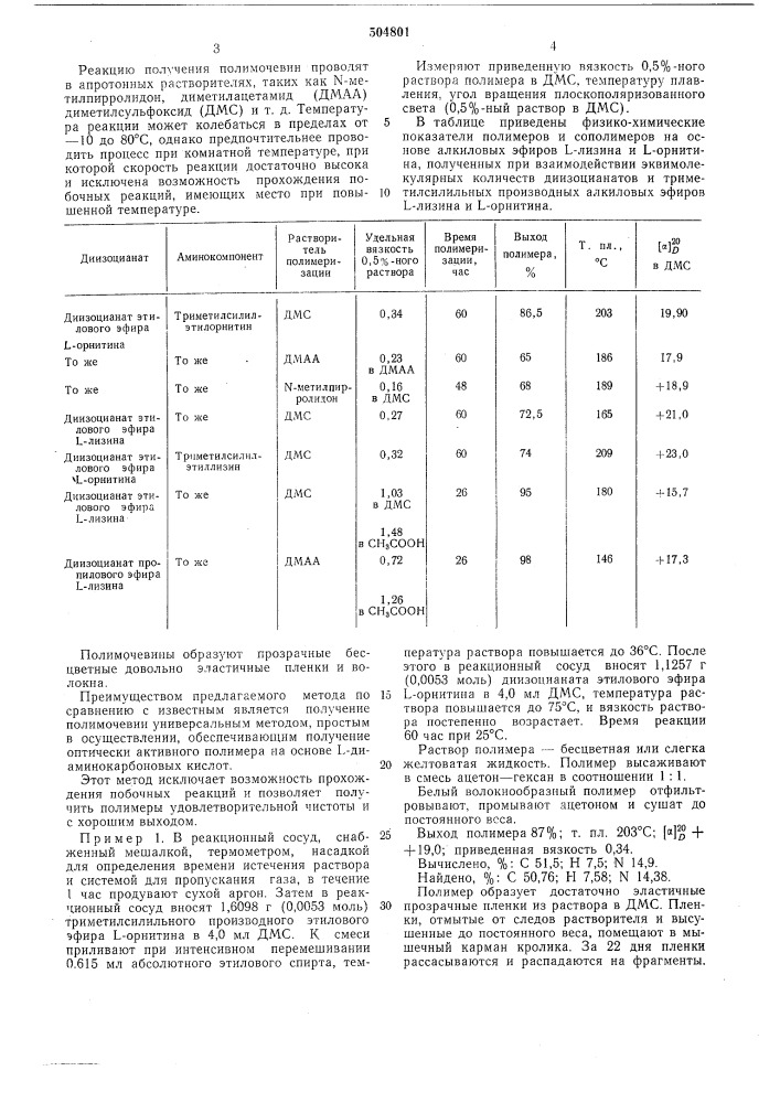 Способ получения полимочевин (патент 504801)