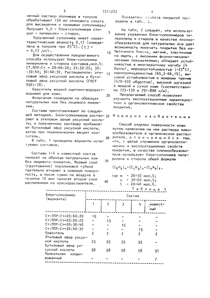 Способ отделки поверхности кожи (патент 1511282)