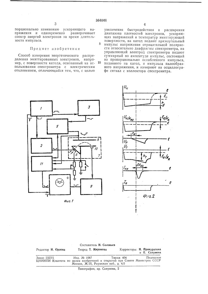 Способ измерения энергетического распределения эмиттированных электронов (патент 364046)
