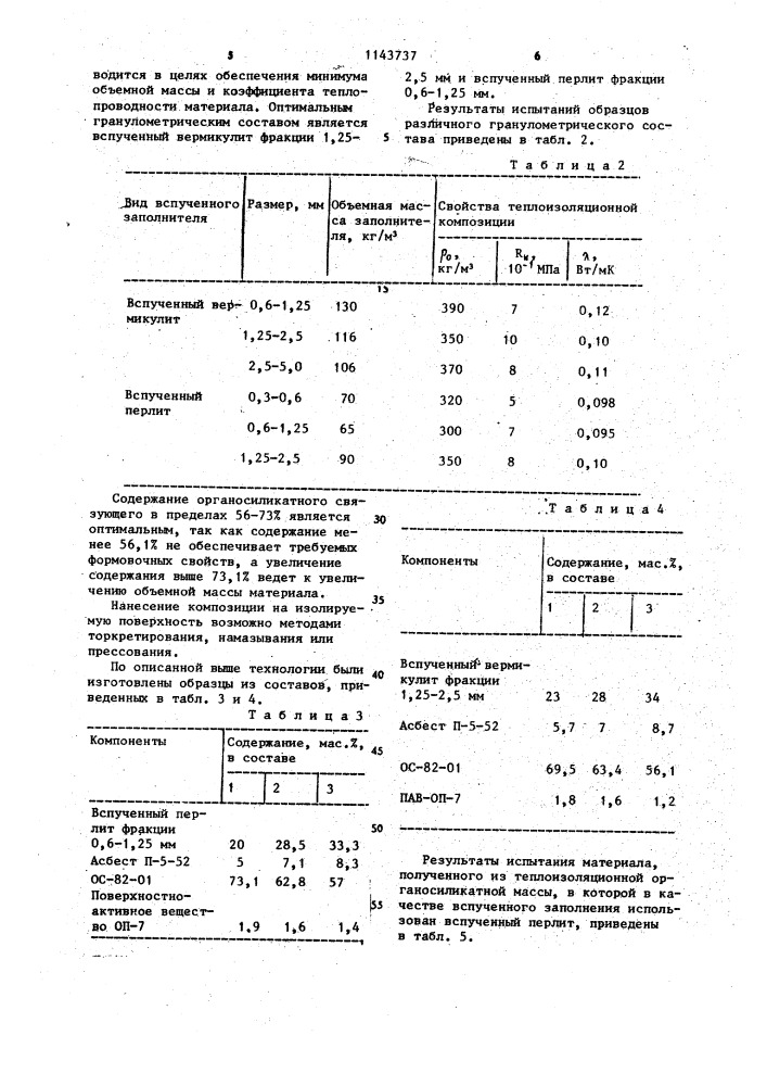 Теплоизоляционная органосиликатная масса (патент 1143737)