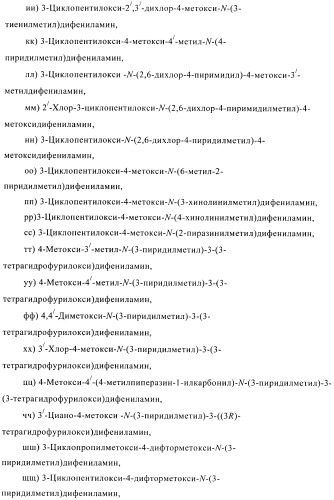 Ингибиторы фосфодиэстеразы 4, включающие n-замещенные аналоги анилина и дифениламина (патент 2368604)