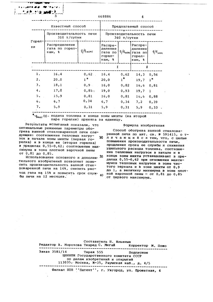 Способ обогрева ванной стекловаренной печи (патент 668886)