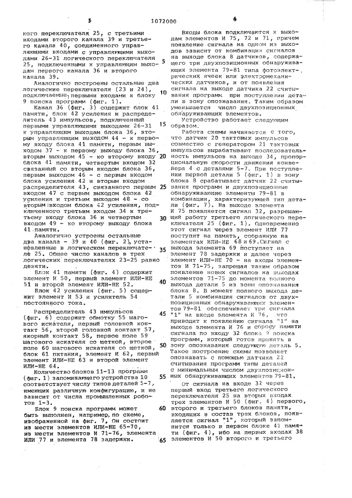 Устройство для программного управления промышленными роботами (патент 1072000)