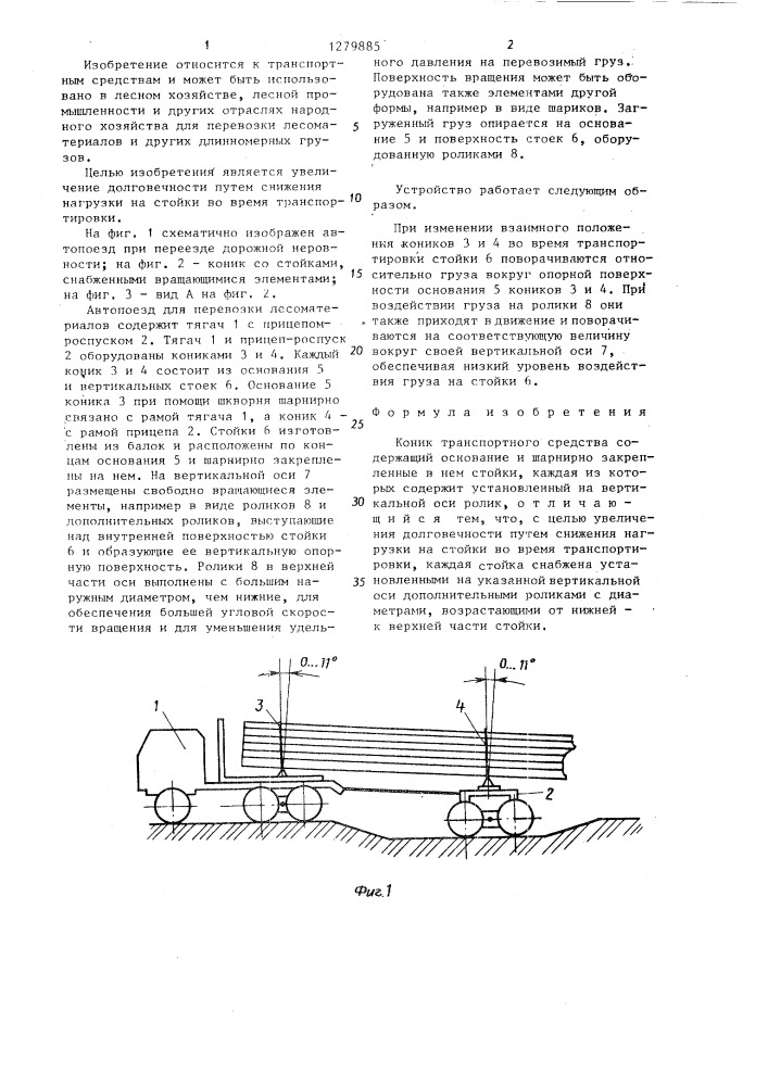 Коник транспортного средства (патент 1279885)