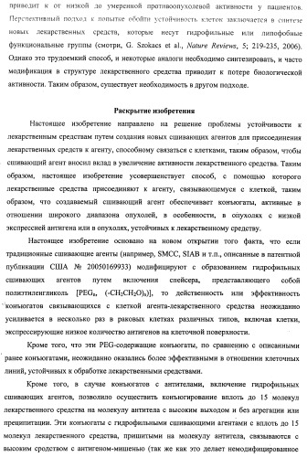 Высокоэффективные конъюгаты и гидрофильные сшивающие агенты (линкеры) (патент 2487877)