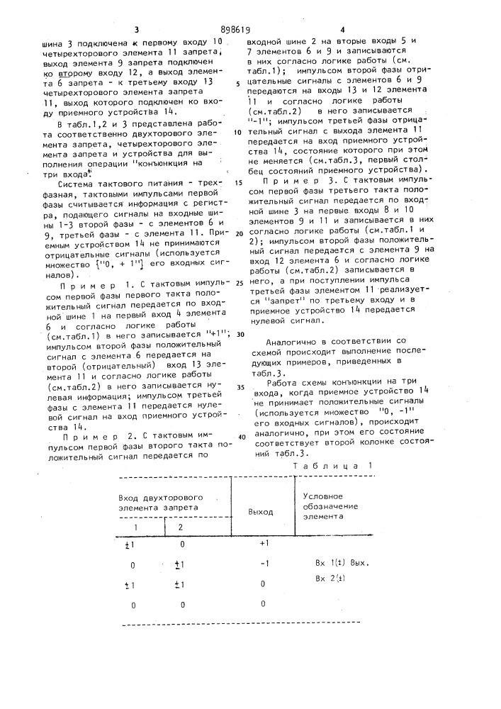 Устройство для выполнения операции "конъюнкция на три входа" на феррит-ферритовых логических элементах (патент 898619)