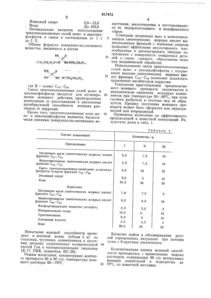 Моющее средство для очистки твердой поверхности (патент 617472)