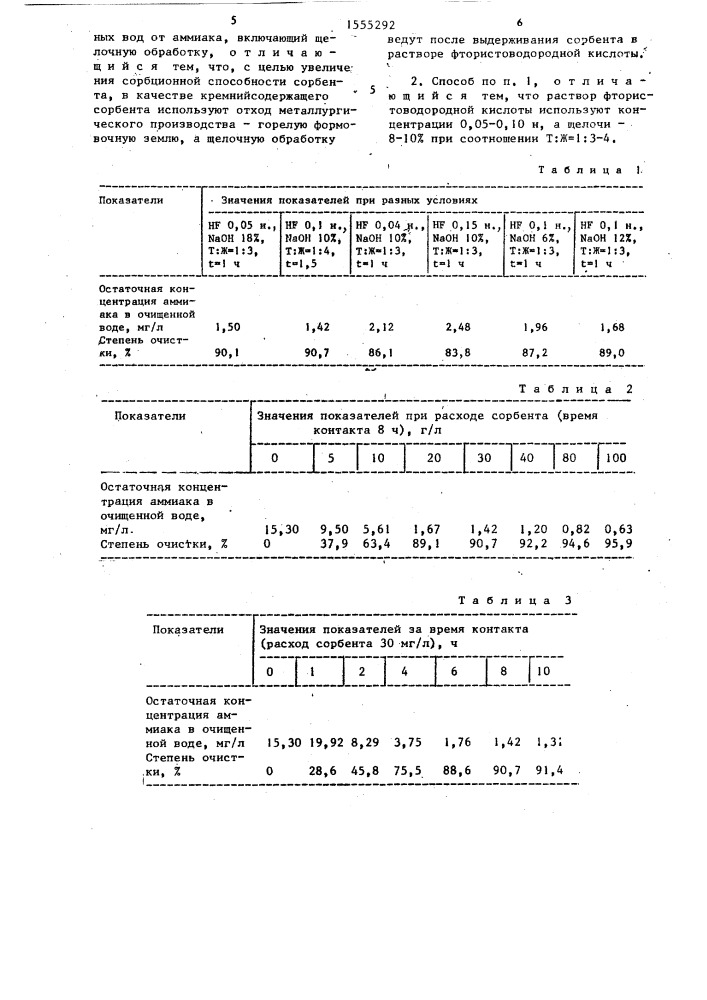 Способ модификации кремнийсодержащего сорбента для очистки сточных вод от аммиака (патент 1555292)