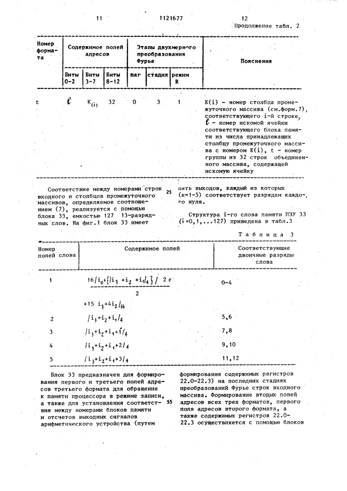 Устройство управления процессора двухмерного преобразования фурье (патент 1121677)