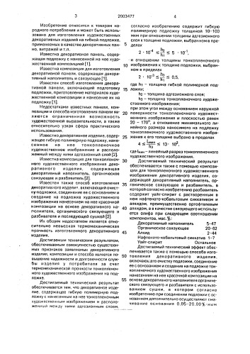 Декоративное изделие, композиция для тонкопленочного художественного изображения декоративного изделия и способ его изготовления (патент 2003477)