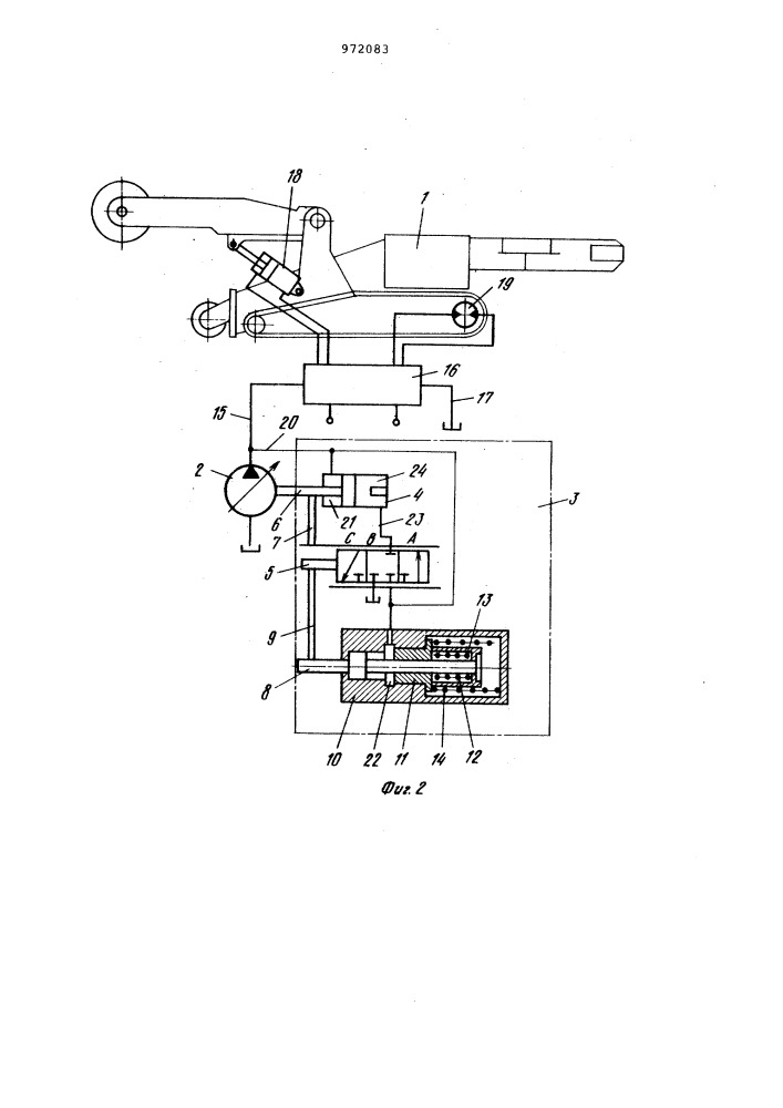 Гидропривод горной машины (патент 972083)