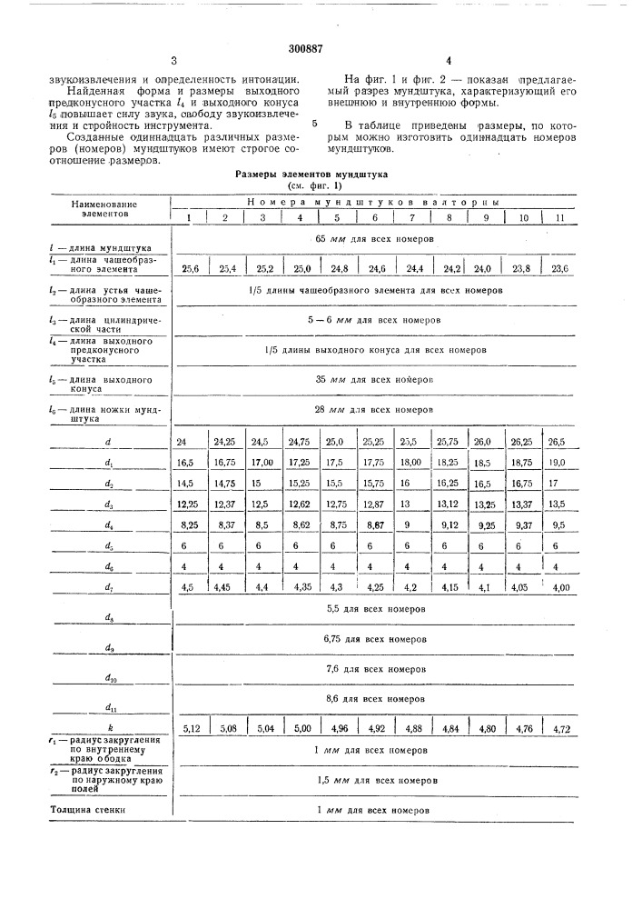 Мундштук к музыкальному инструменту—валторне (патент 300887)