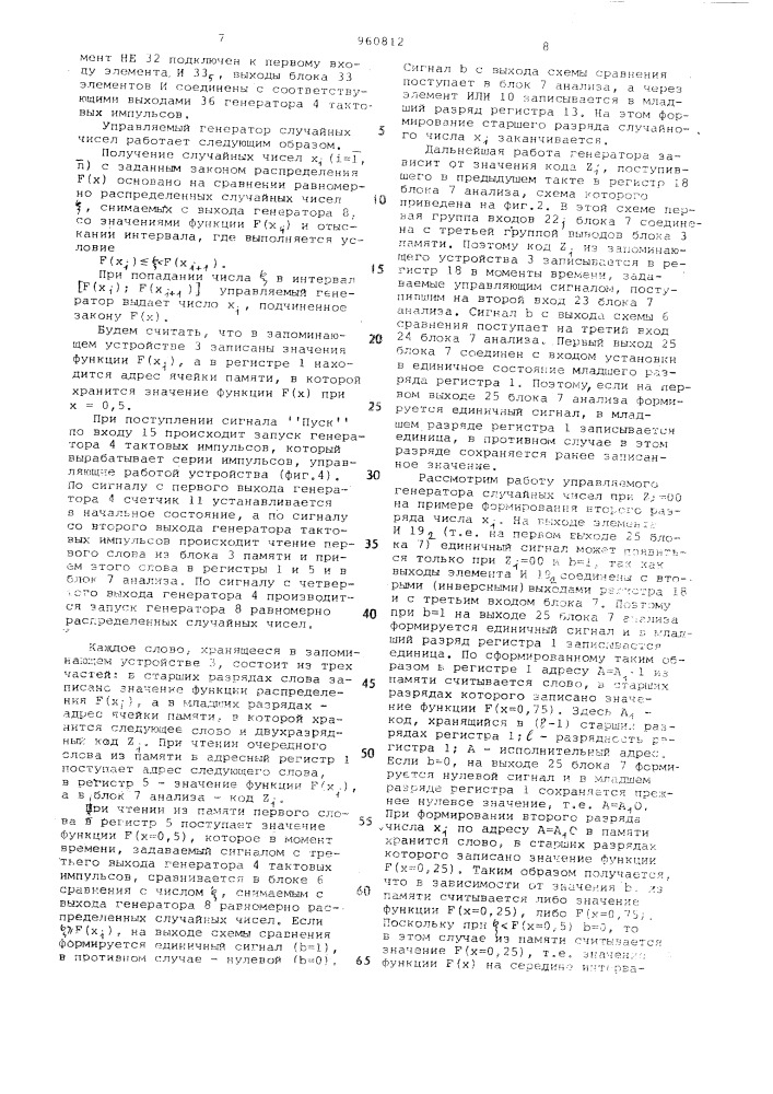 Управляемый генератор случайных чисел (патент 960812)