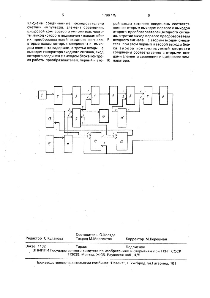 Устройство для контроля скорости движения поезда (патент 1799775)