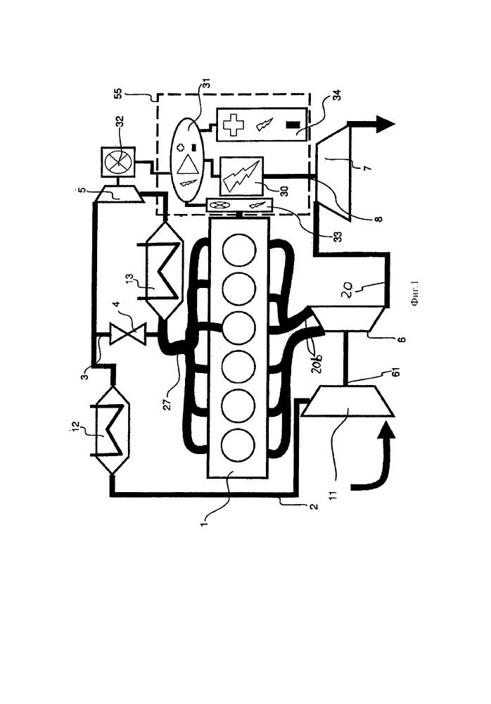 Гибридная турбокомпаундная двигательная установка с наддувом (патент 2600839)