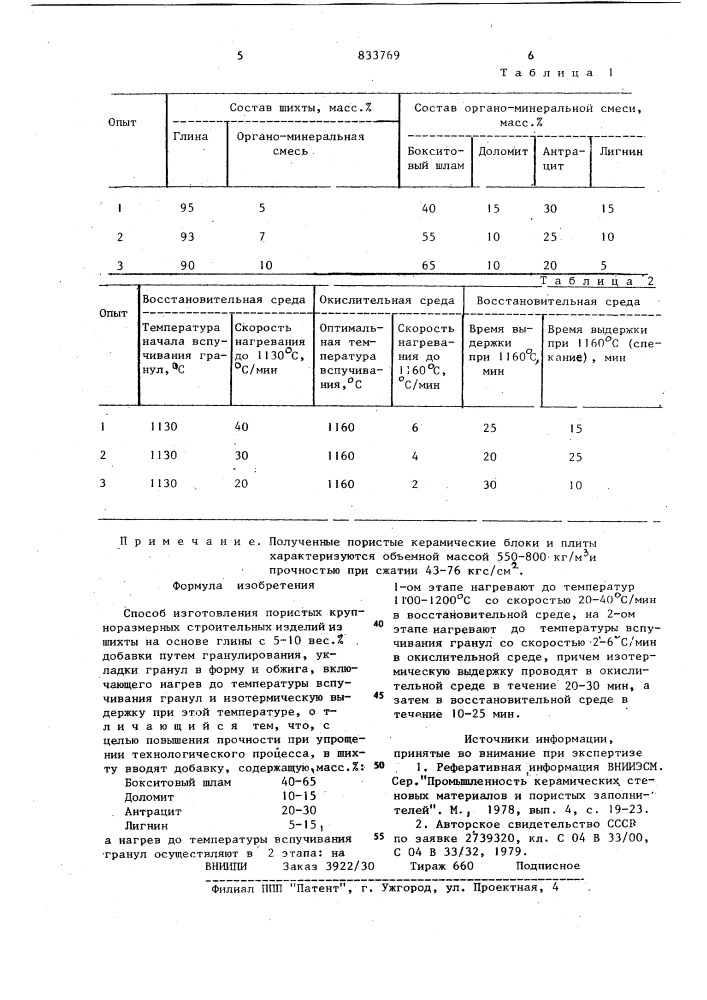 Способ изготовления пористыхкрупноразмерных строительных изделий (патент 833769)