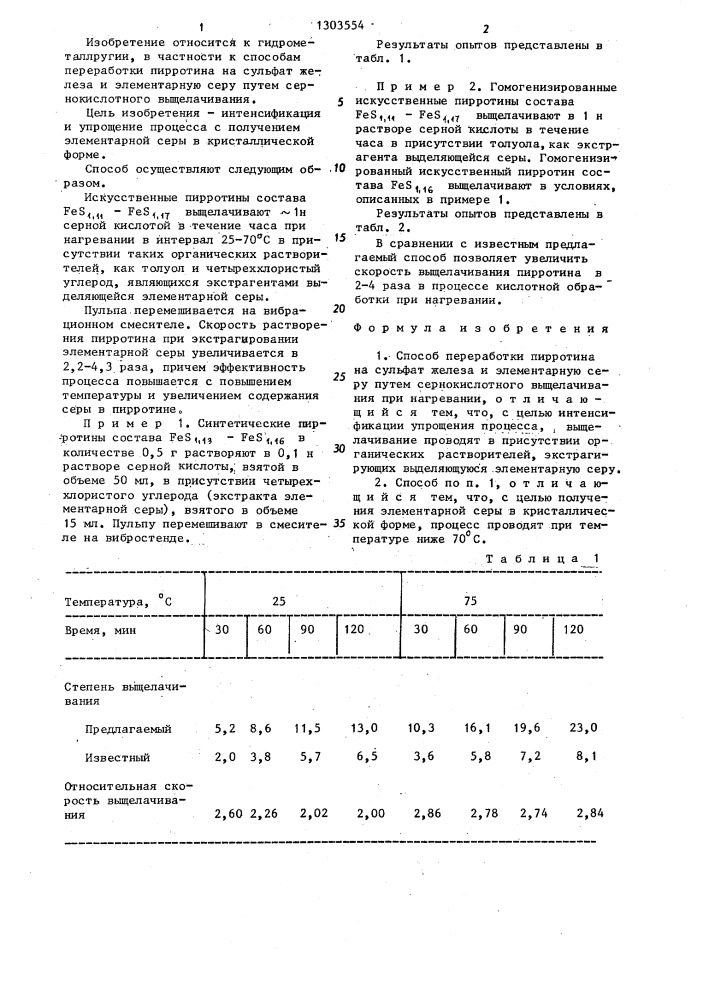 Способ переработки пирротина (патент 1303554)