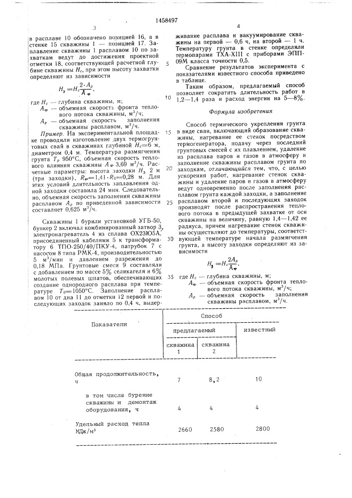 Способ термического укрепления грунта в виде сваи (патент 1458497)