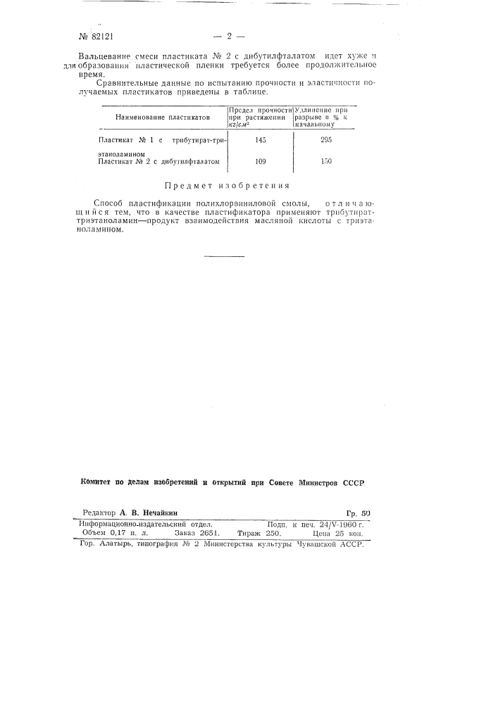 Способ пластификации полихлорвиниловой смолы (патент 82121)