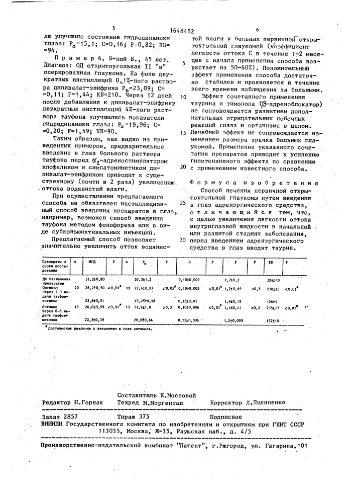 Способ лечения первичной открытоугольной глаукомы (патент 1648452)