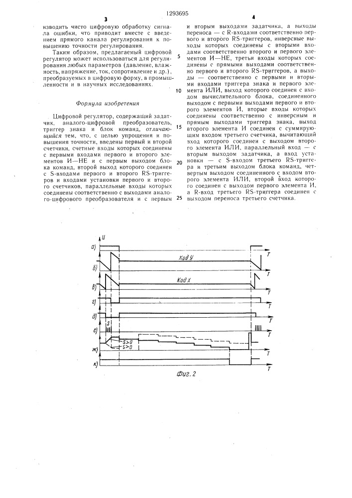 Цифровой регулятор (патент 1293695)