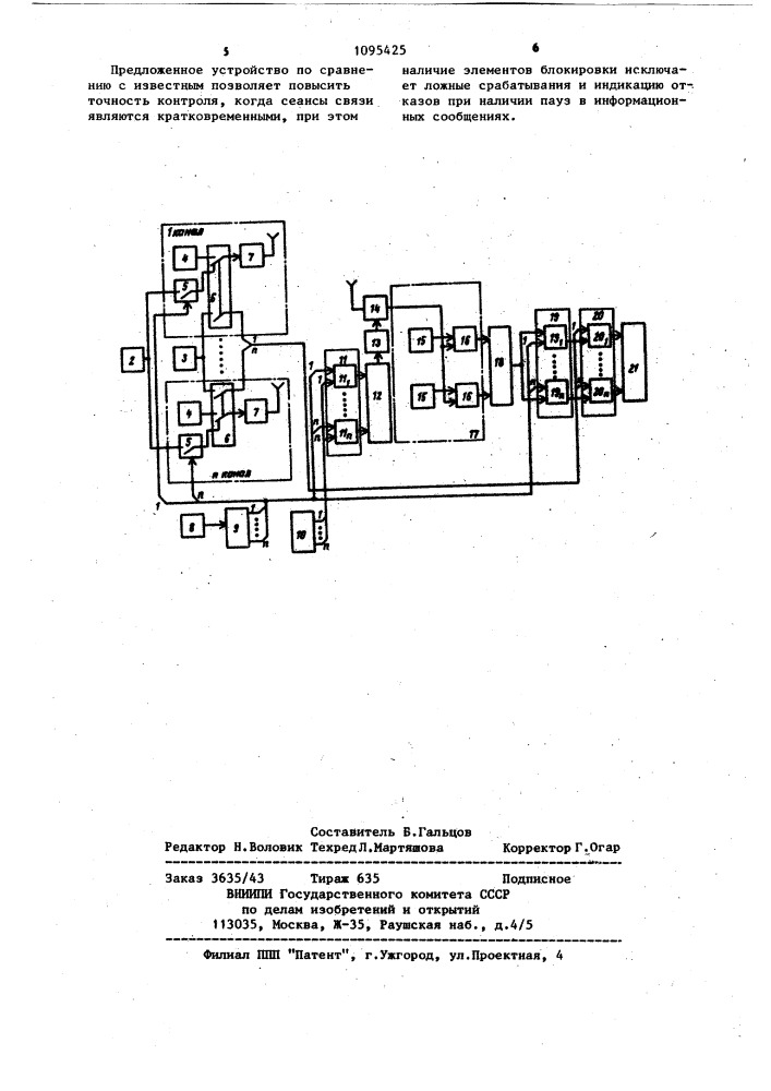 Устройство контроля многоканальных систем радиосвязи (патент 1095425)
