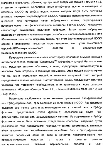 Nogo-a-нейтрализующие иммуноглобулины для лечения неврологических заболеваний (патент 2362780)