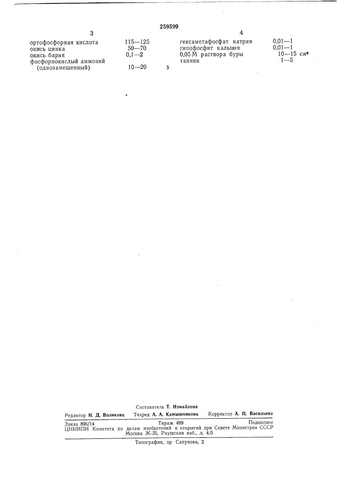 Патент ссср  259599 (патент 259599)