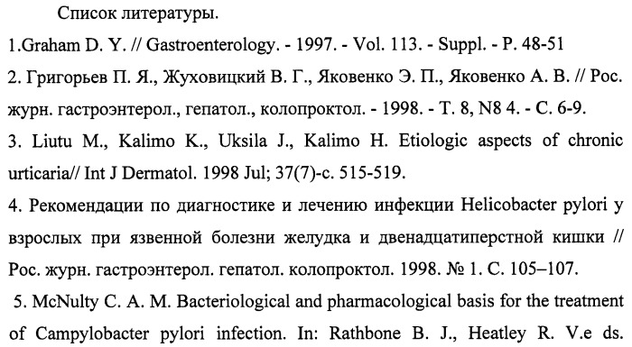 Способ лечения хронических гастродуоденитов, ассоциированных с инфекцией, вызванной бактериями helicobacter pylori, при аллергических заболеваниях (патент 2472498)