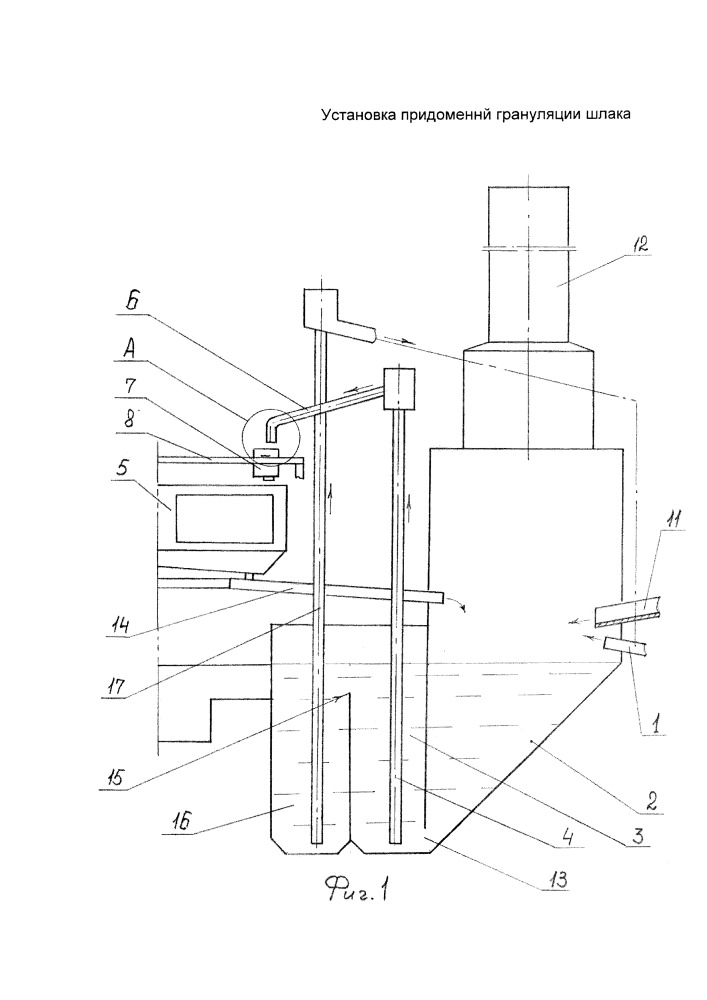Установка придоменной грануляции шлака (патент 2655340)