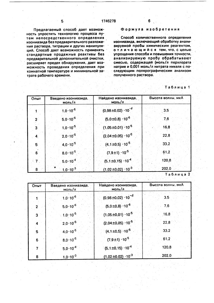 Способ количественного определения изониазида (патент 1746278)