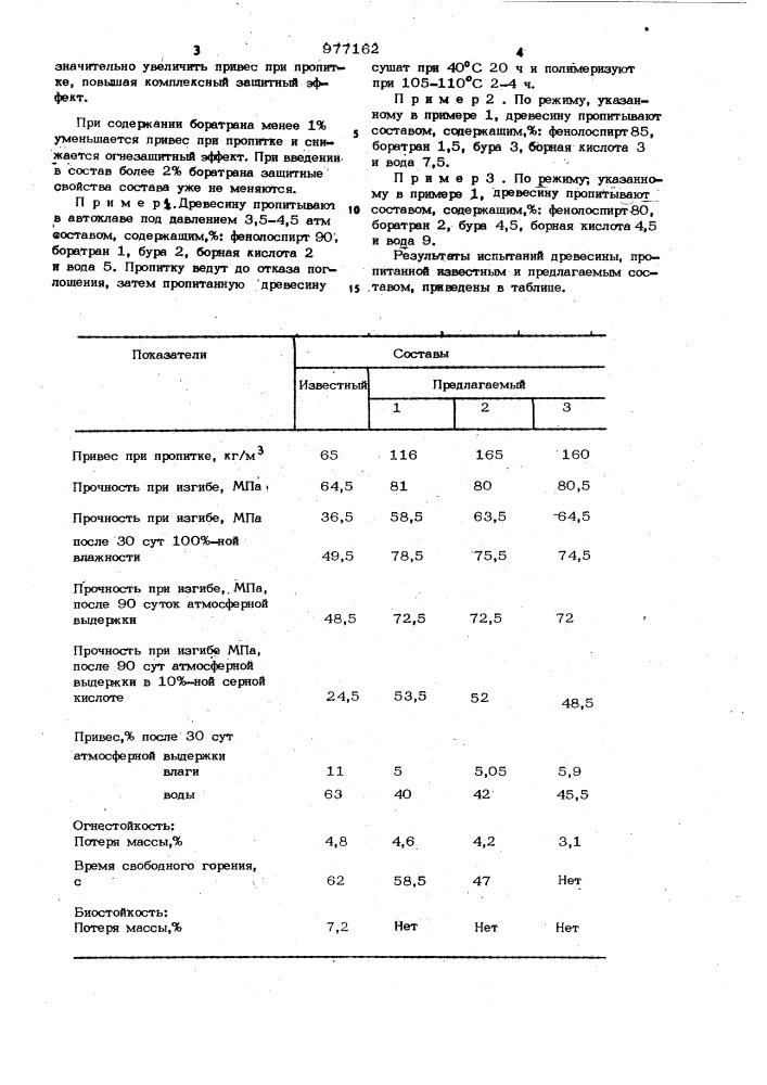 Состав для пропитки древесины (патент 977162)