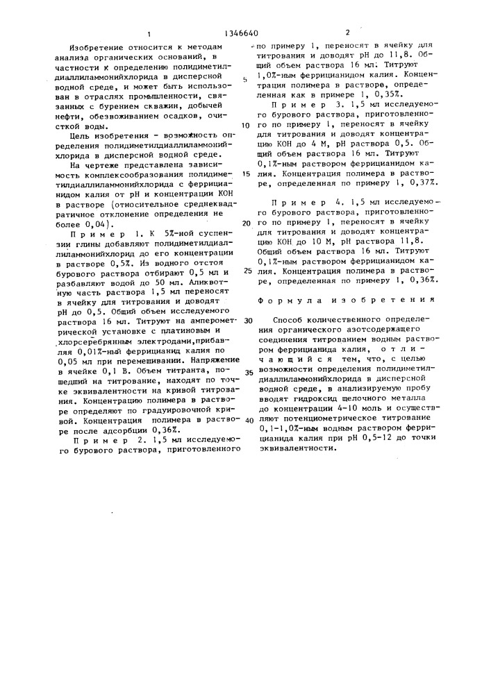 Способ количественного определения органического азотсодержащего соединения (патент 1346640)