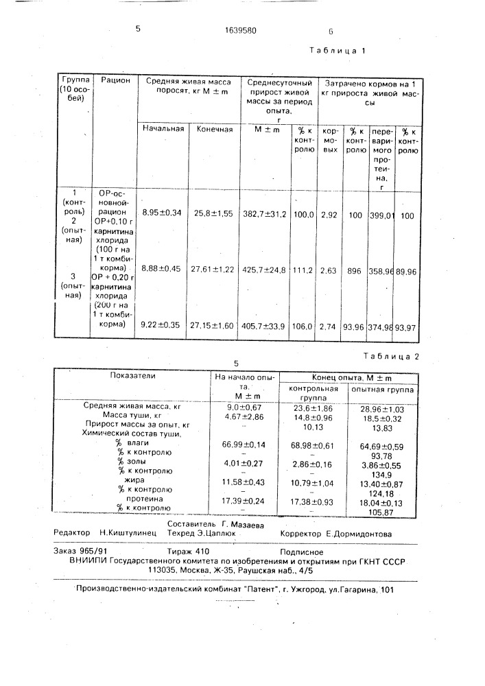 Способ кормления поросят (патент 1639580)