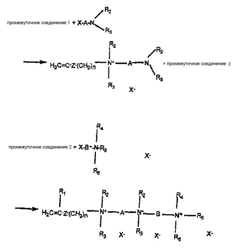 Мономерное соединение, содержащее несколько катионных групп, способ его получения и полимеры, содержащие звенья, получающиеся из него (патент 2351584)