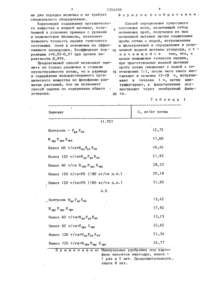 Способ определения гумусового состояния почв (патент 1354109)