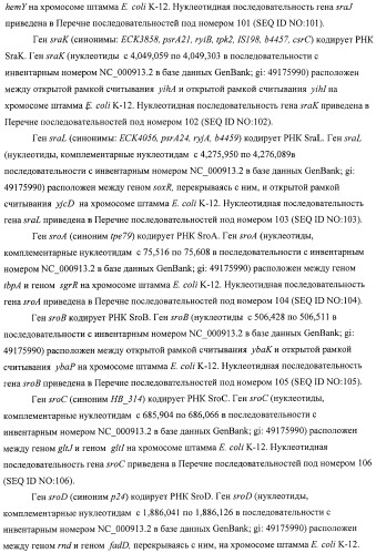 Способ получения l-аминокислот с использованием бактерии, принадлежащей к роду escherichia, в которой инактивирован один или несколько генов, кодирующих малые рнк (патент 2395567)