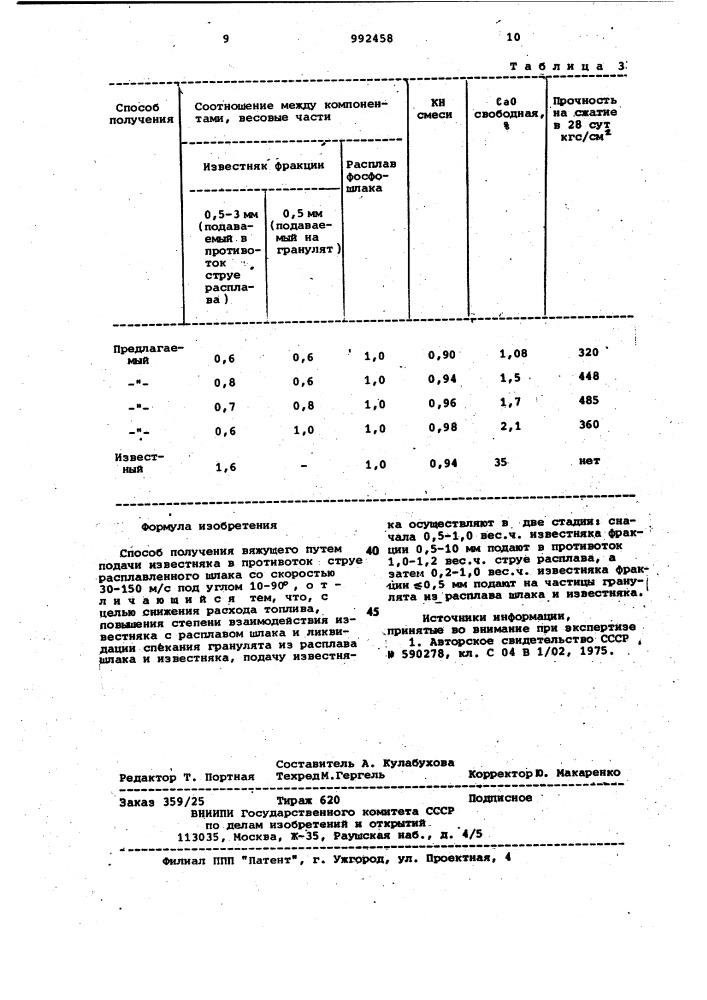 Способ получения вяжущего (патент 992458)