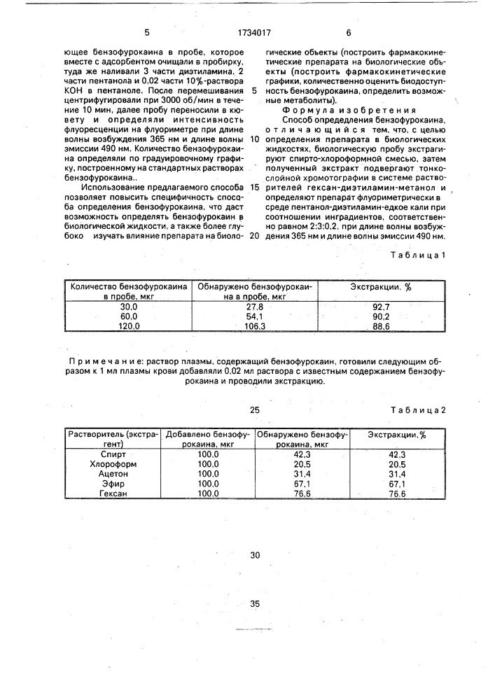 Способ определения бензофурокаина (патент 1734017)