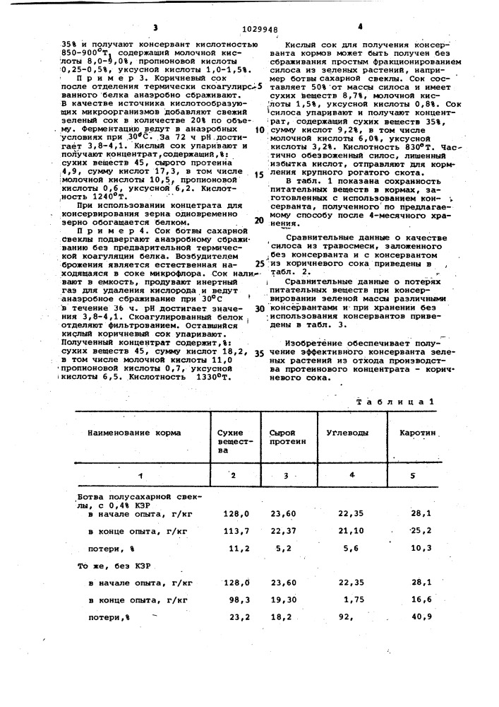 Способ получения консерванта кормов (патент 1029948)