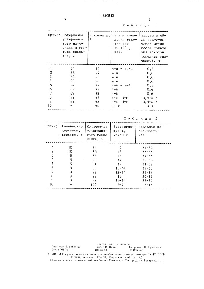 Состав для покрытия семян сельскохозяйственных культур (патент 1519543)