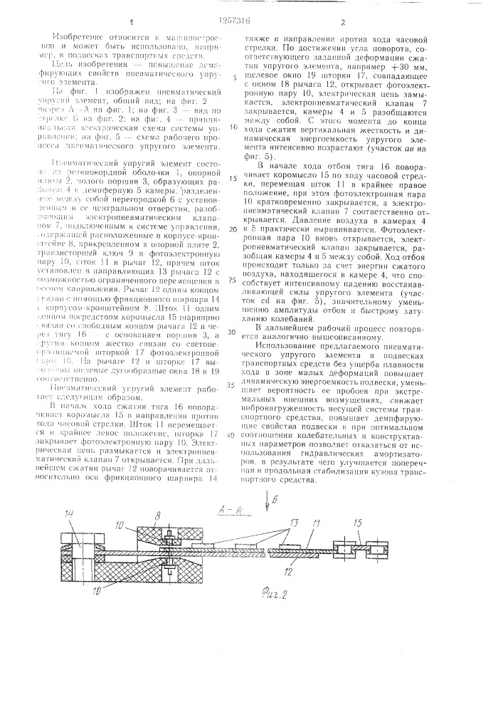 Пневматический упругий элемент (патент 1257316)