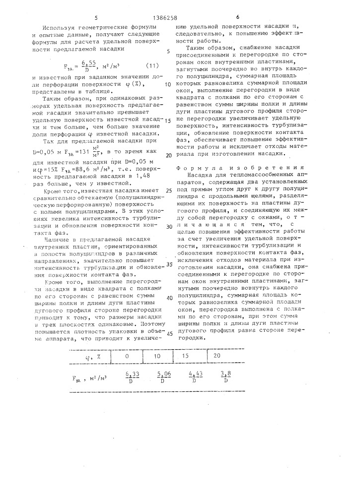 Насадка для тепломассообменных аппаратов (патент 1386258)