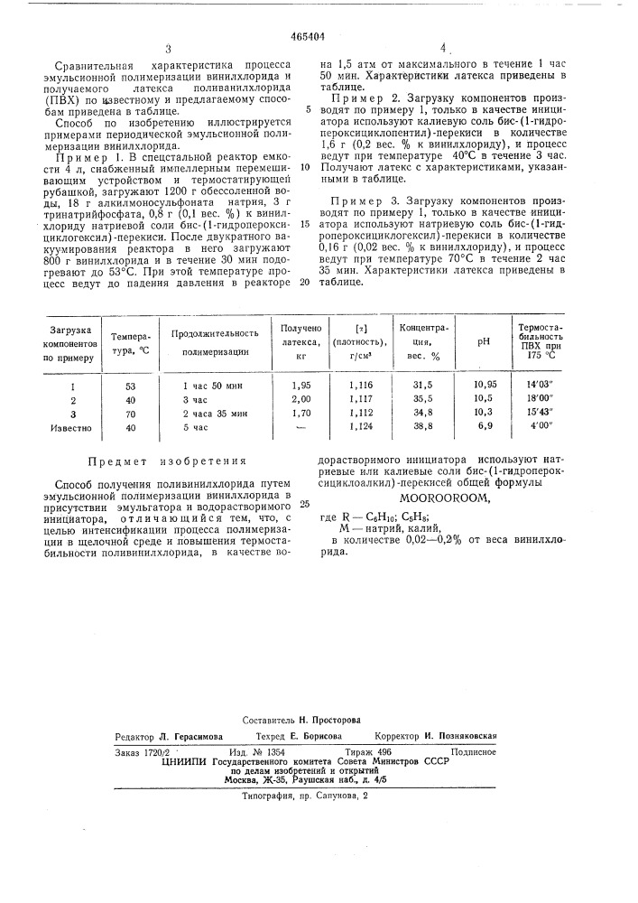 Способ получения поливинилхлорида (патент 465404)