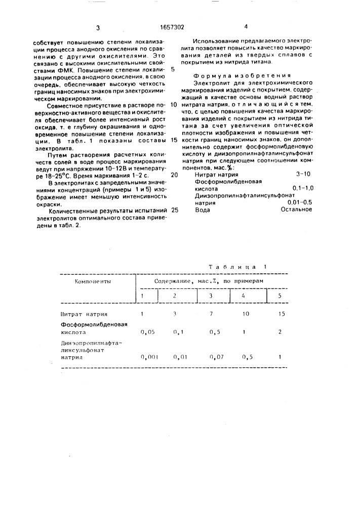 Электролит для электрохимического маркирования изделий с покрытием (патент 1657302)